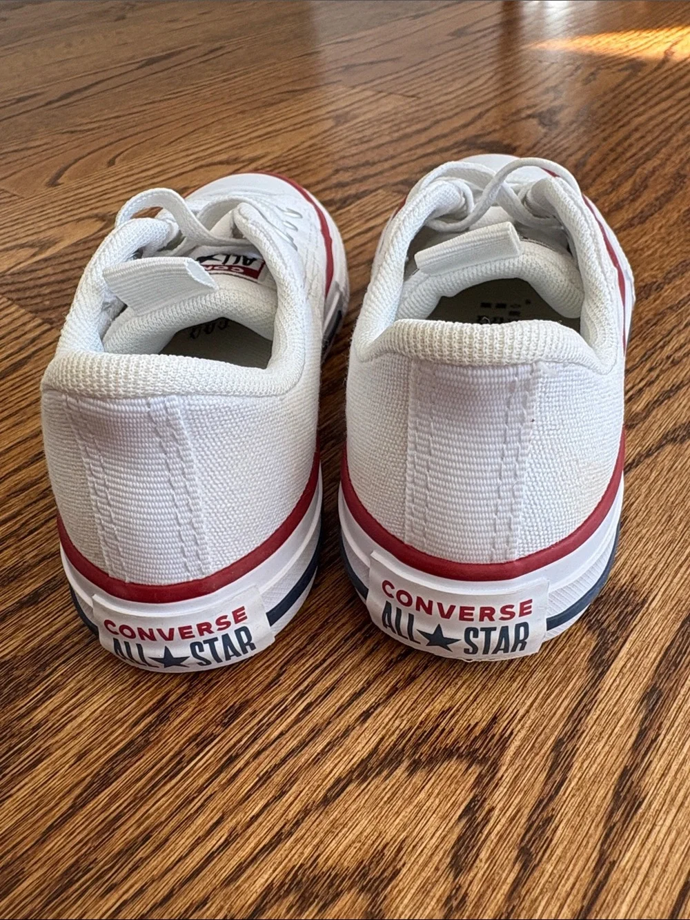 Converse Kids White Canvas Low-Top Sneakers with Red Stripe